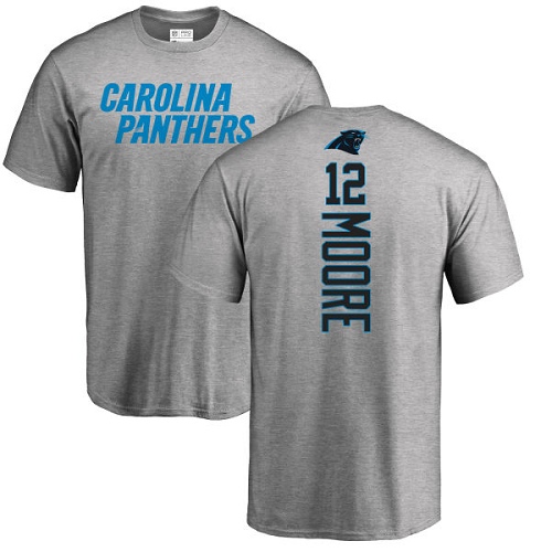 Carolina Panthers Men Ash DJ Moore Backer NFL Football #12 T Shirt->nfl t-shirts->Sports Accessory